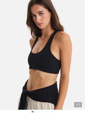 Mate the Label Women's Organic Stretch Sports Bra BLACK NWOT! $58